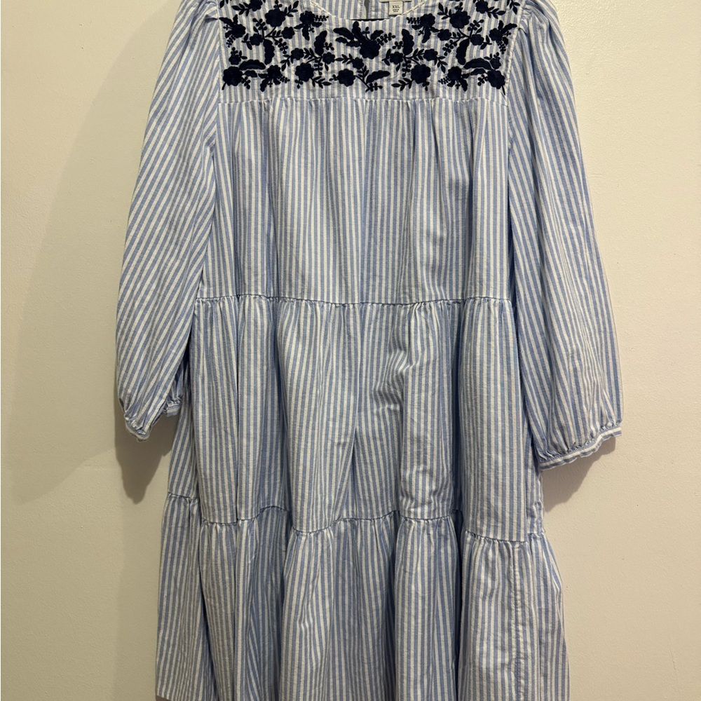Crown & Ivy Blue and White Striped Kids Dress
